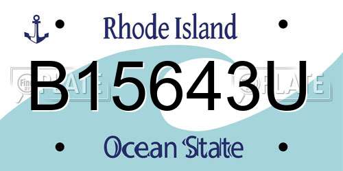 B15643U Rhode Island License Plate