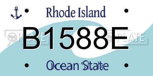 B1588E Rhode Island License Plate