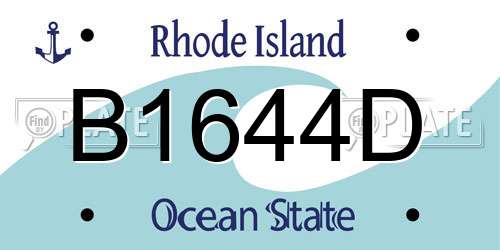 B1644D Rhode Island License Plate