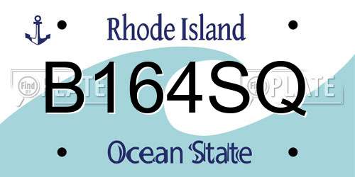 B164SQ Rhode Island License Plate