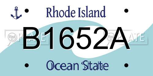 B1652A Rhode Island License Plate
