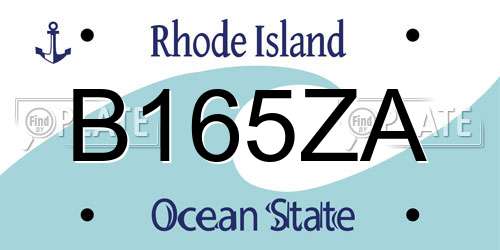 B165ZA Rhode Island License Plate