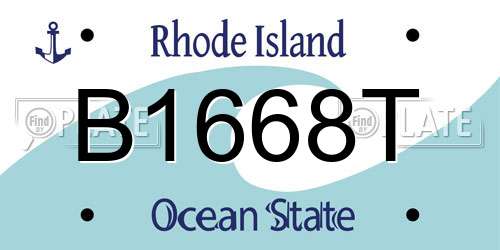 B1668T Rhode Island License Plate
