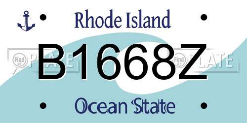 B1668Z Rhode Island License Plate