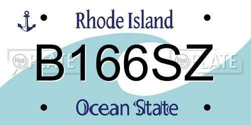 B166SZ Rhode Island License Plate