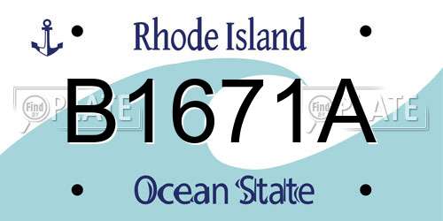B1671A Rhode Island License Plate