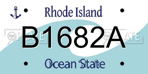 B1682A Rhode Island License Plate