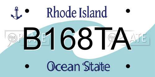 B168TA Rhode Island License Plate