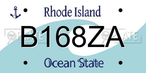 B168ZA Rhode Island License Plate