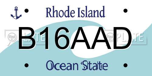 B16AAD Rhode Island License Plate