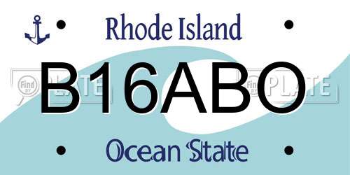 B16ABO Rhode Island License Plate