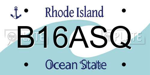 B16ASQ Rhode Island License Plate