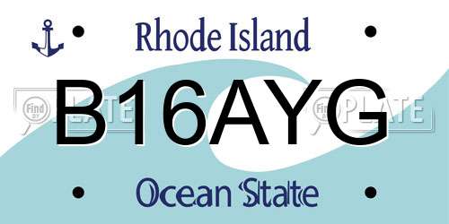 B16AYG Rhode Island License Plate