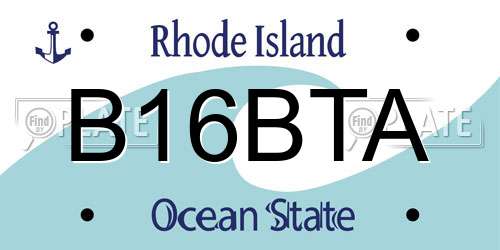 B16BTA Rhode Island License Plate