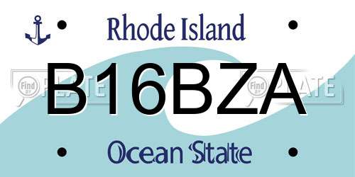 B16BZA Rhode Island License Plate