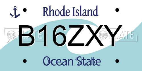 B16ZXY Rhode Island License Plate