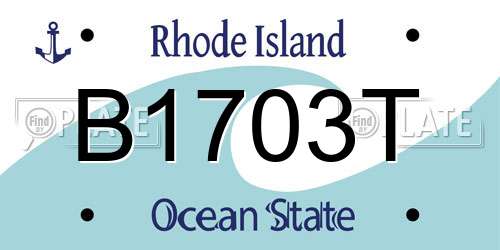 B1703T Rhode Island License Plate