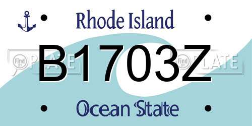 B1703Z Rhode Island License Plate