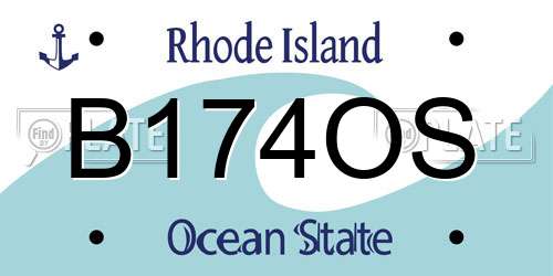 B174OS Rhode Island License Plate