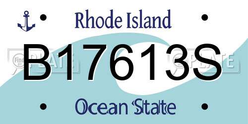 B17613S Rhode Island License Plate