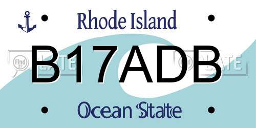 B17ADB Rhode Island License Plate