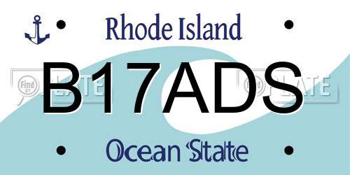 B17ADS Rhode Island License Plate