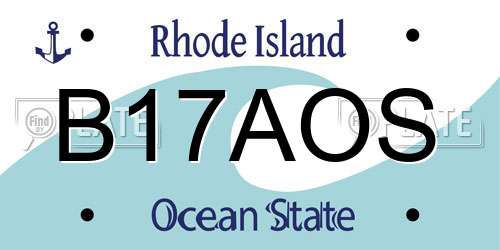 B17AOS Rhode Island License Plate