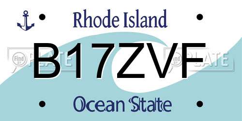 B17ZVF Rhode Island License Plate