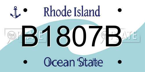 B1807B Rhode Island License Plate