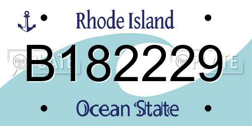 B182229 Rhode Island License Plate