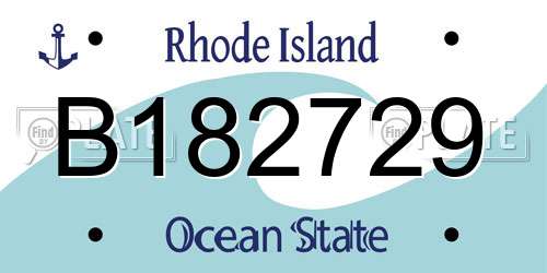 B182729 Rhode Island License Plate