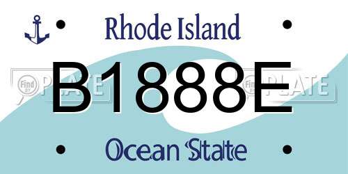 B1888E Rhode Island License Plate