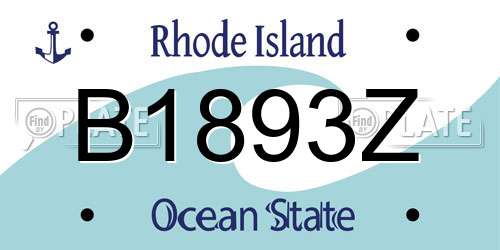 B1893Z Rhode Island License Plate