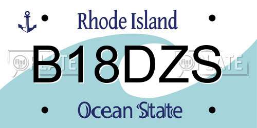 B18DZS Rhode Island License Plate