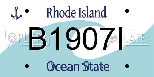 B1907I Rhode Island License Plate