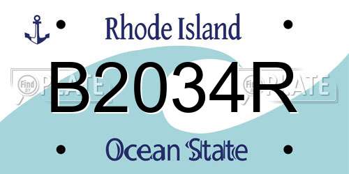 B2034R Rhode Island License Plate