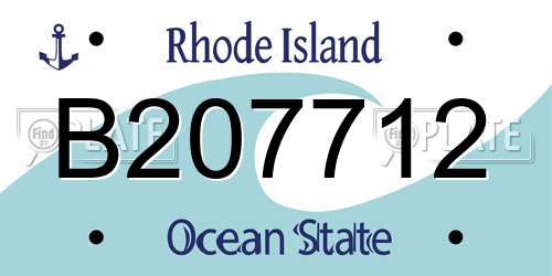 B207712 Rhode Island License Plate