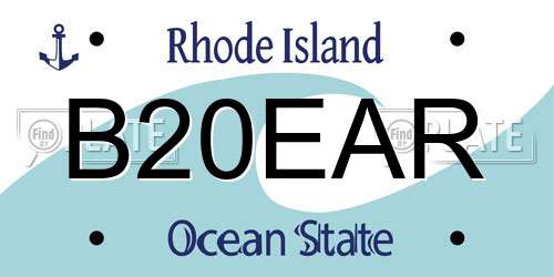 B20EAR Rhode Island License Plate
