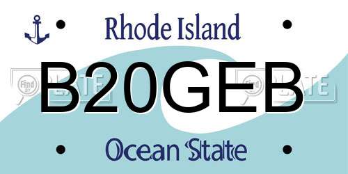 B20GEB Rhode Island License Plate