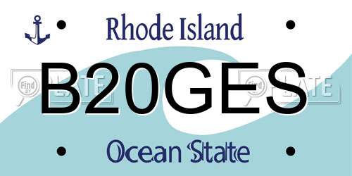 B20GES Rhode Island License Plate