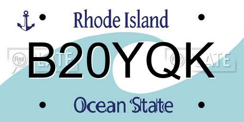 B20YQK Rhode Island License Plate