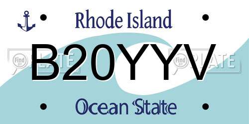 B20YYV Rhode Island License Plate