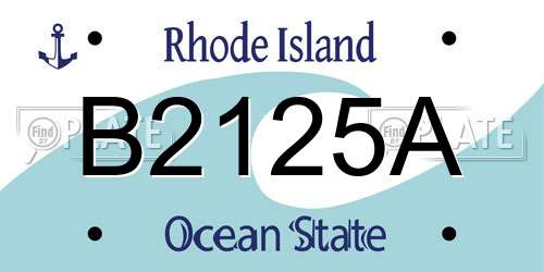 B2125A Rhode Island License Plate