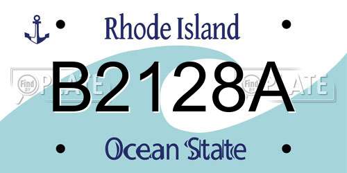 B2128A Rhode Island License Plate