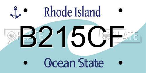 B215CF Rhode Island License Plate