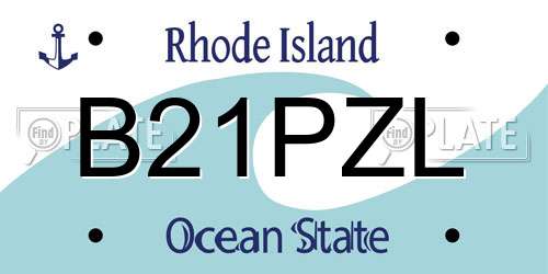 B21PZL Rhode Island License Plate