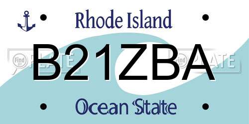 B21ZBA Rhode Island License Plate