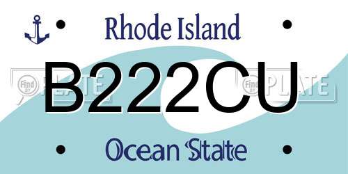 B222CU Rhode Island License Plate