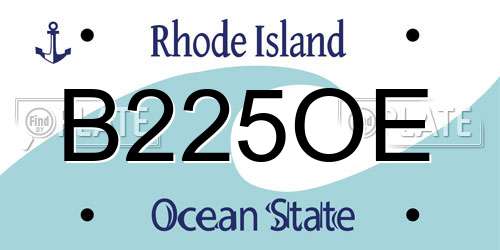 B225OE Rhode Island License Plate