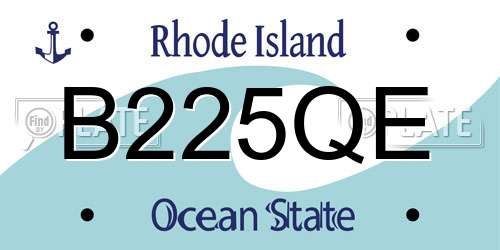 B225QE Rhode Island License Plate